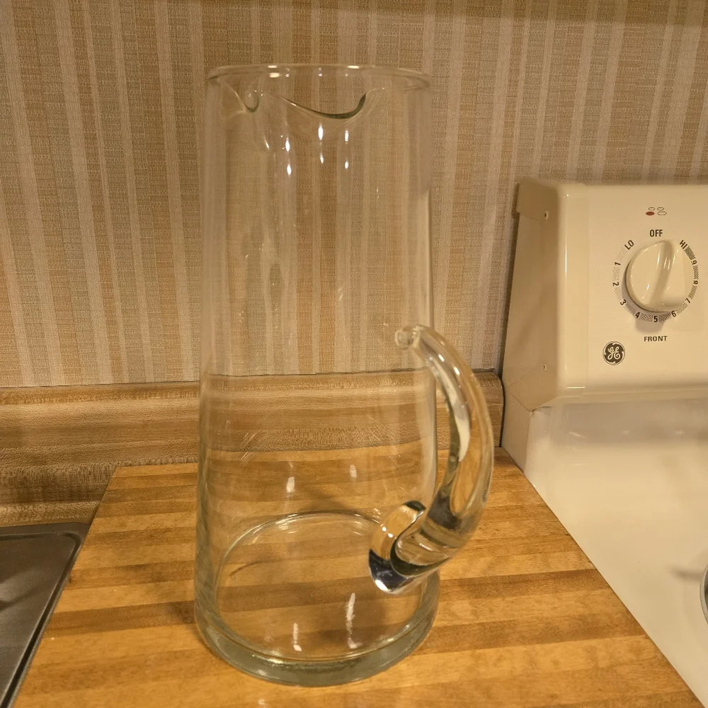 Hand blown glass pitcher